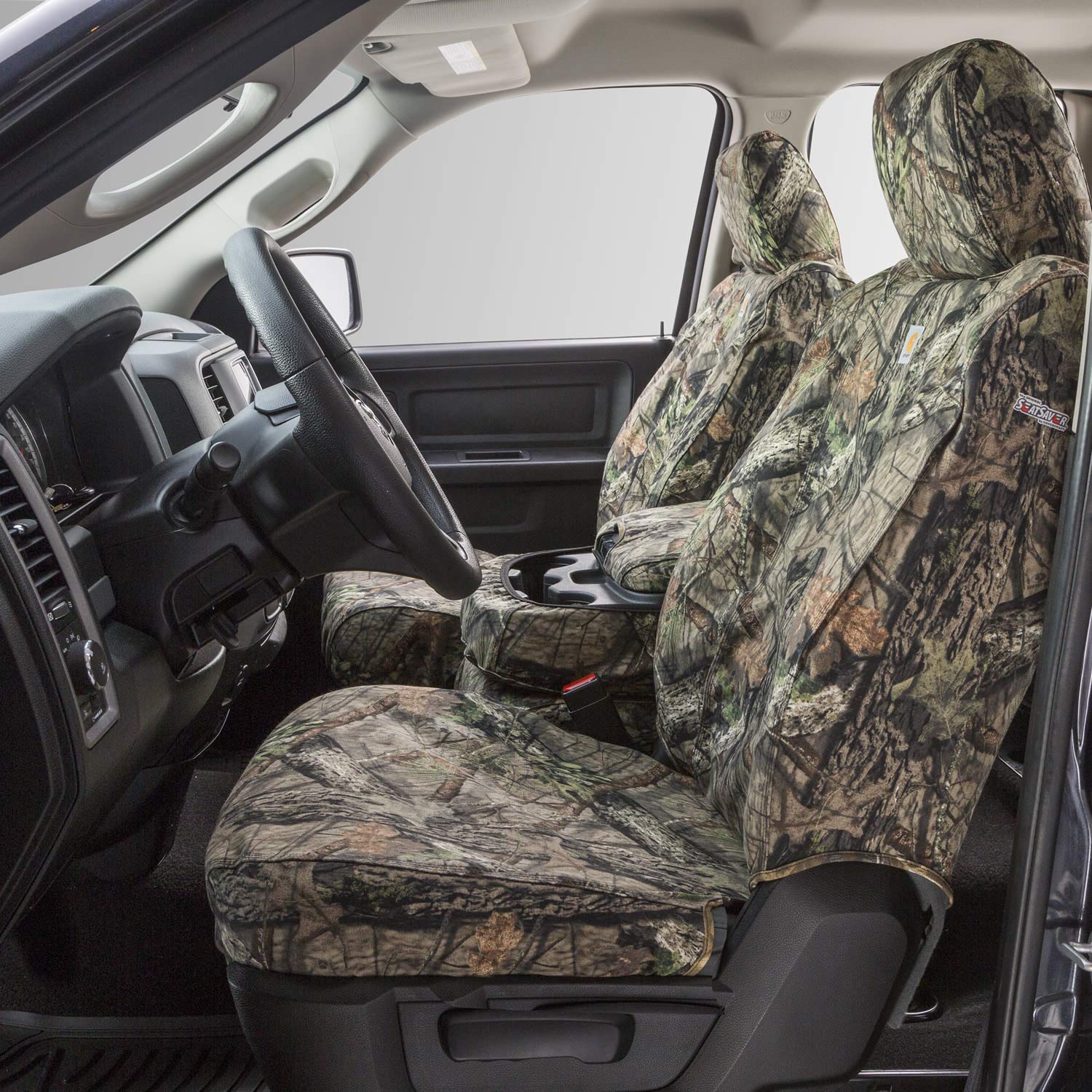 Photo 1 of Covercraft Carhartt Mossy Oak Camo SeatSaver Front Row Custom Fit Seat Cover for Select Ford F-250 Super Duty/F-350 Super Duty Models - Duck Weave (Break-Up Country)