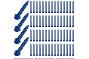 MorningRo 300 Qty 1/4" x 1-3/4" Hex Head Concrete Screws Anchor with Drill Bits Blue Slotted Hex Screws for Anchor Masonry, Block, Brick, Cement, Stucoo, Diamond Point and Wood Fastening