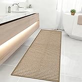 winolive Long Bathroom Rug,24"x60"Braided Kitchen Runner,Boho Kitchen Mats for Floor,Super Absorbent Hallway Runner,Washable Floor Carpet for Bedroom,Entryway,Living Room,Non Slip,Brown