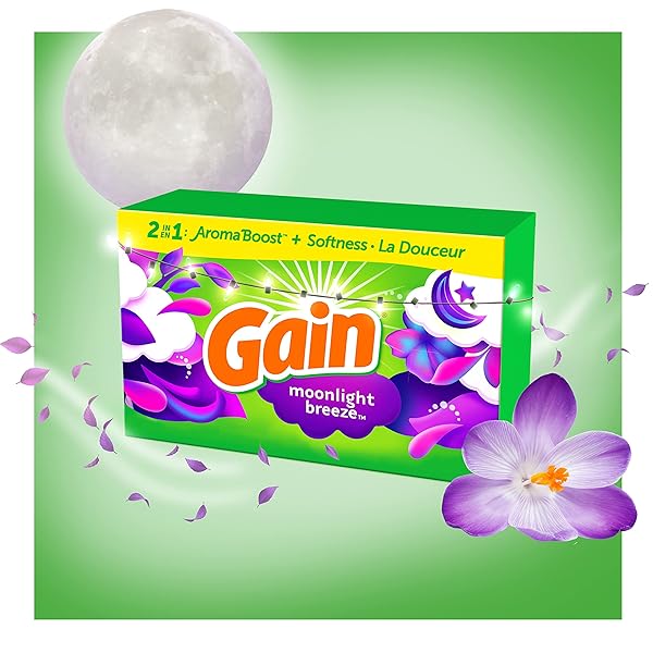 GAIN MOONLIGHT BREEZE ANTI STATIC DRYER SHEET, FOR LAUNDRY WRINKLE CARE, 240 COUNT