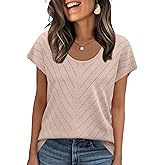 WIHOLL Short Sleeve Sweater for Women Scoop Neck Trendy Summer Tops 2026 Travel Business Casual Outfits