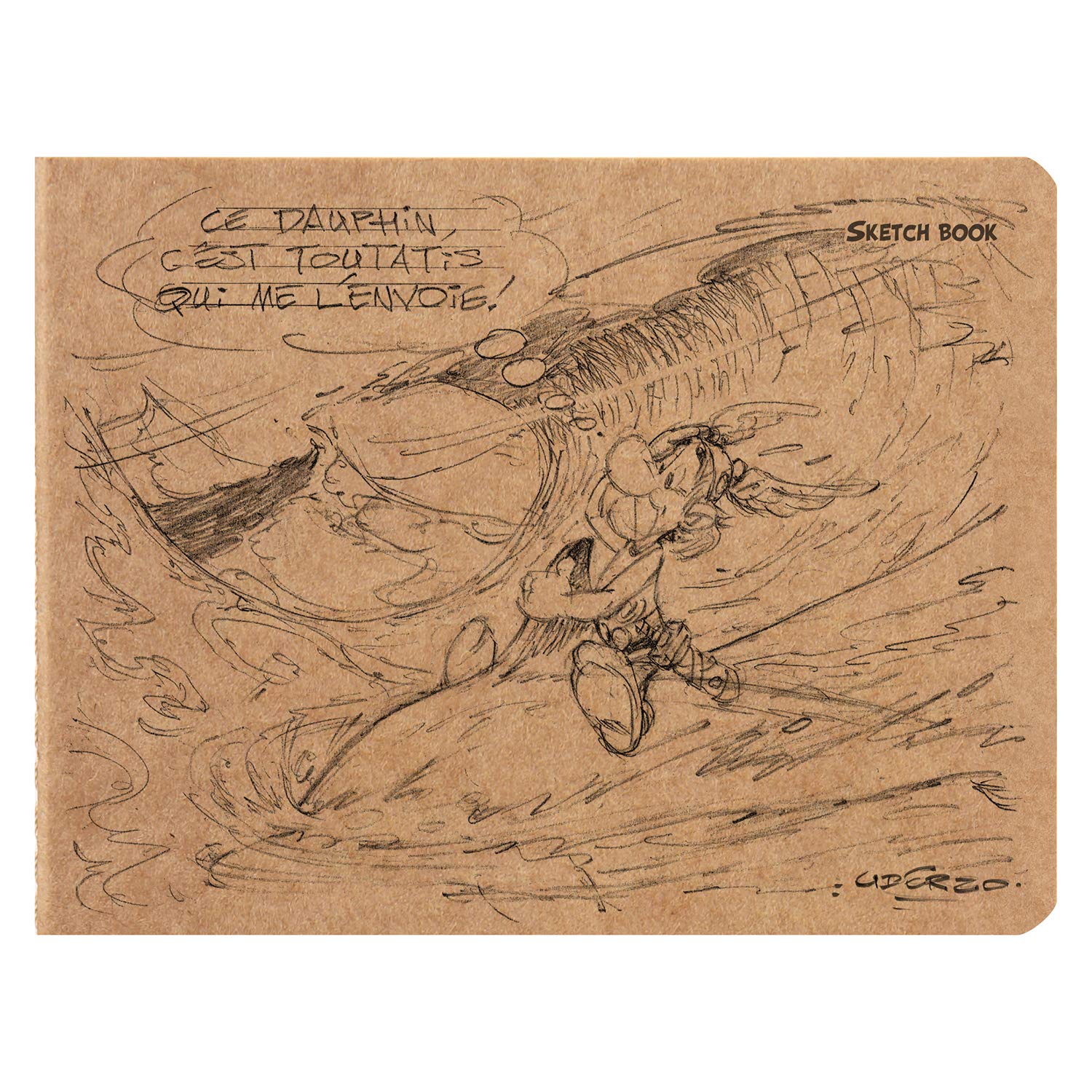 Clairefontaine 813000C - A Stitched Notebook ''Asterix Sketchbook'' 60 Pages of Plain Ivory Sketch Drawing Paper 90g, 16x21 cm, Kraft Cover, 2 visuals, random delivery