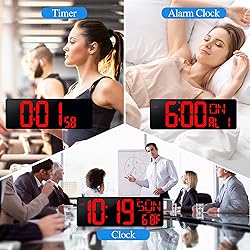Large Digital Wall Clock with Remote Control