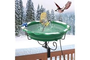 Webuys Heated Bird Bath for Deck Railing, 100W Heated Bird Baths for Outdoors for Winter, Heated Birdbath Bowl Thermostat Con