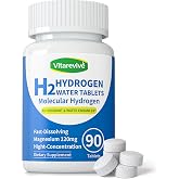 Vitarevive H2 Molecular Hydrogen Water Tablets for Drinking 12 PPM 90 Ct | Molecular Hydrogen Tablets with Magnesium, 12 PPM Antioxidant for Recovery, Energy, Metabolism, Hydration,Gut Health
