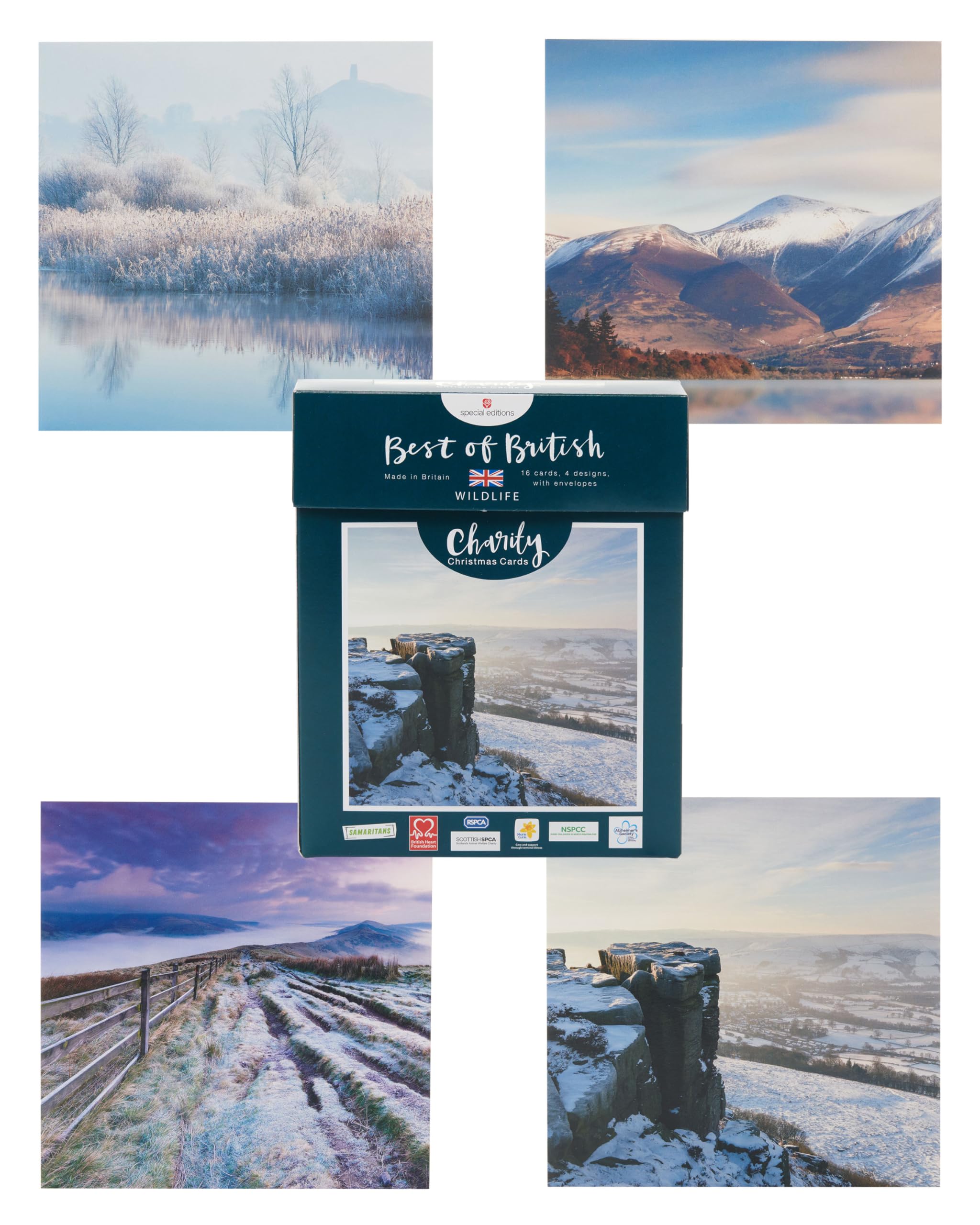 UK Greetings Multipack of 16 Christmas Cards for Him/Her/Friend - 4 Photographic Scenery Designs