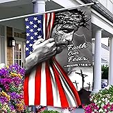 Faith Over Fear Jesus Flag 3x5 Ft American Flag With Jesus Christ On It Flag Double Sided Mirror Printing for House Yard Outdoor Christian Faith Patriotic Flags Banner Decor - Unique Holiday Gift