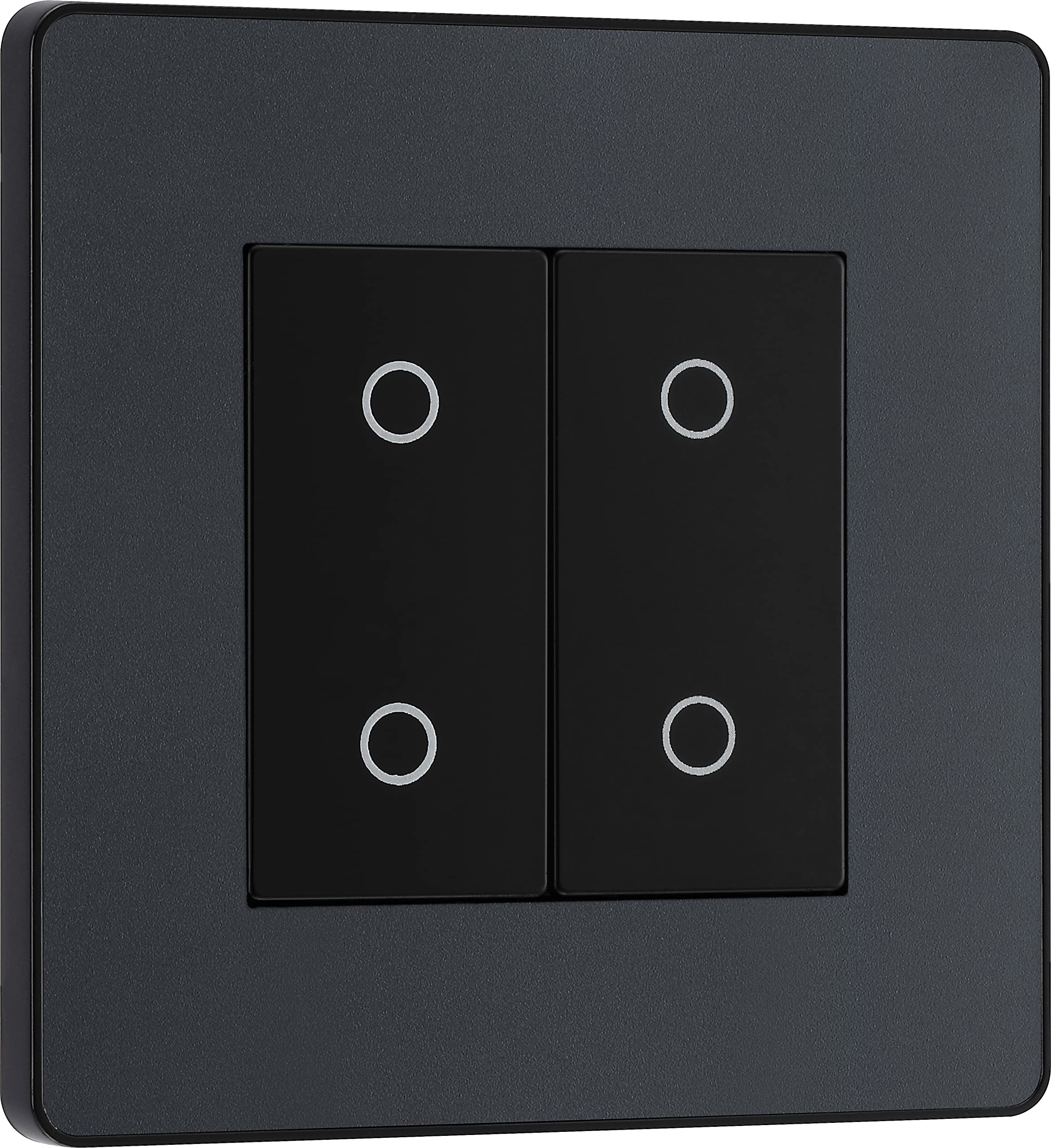 BG Electrical Double Master/Primary Touch Dimmer Wall Light Switch, 2-Way, Trailing Edge, Screwless Front Plate, Evolve, Matt Grey, 200W, PCDMGTDM2B — image 1