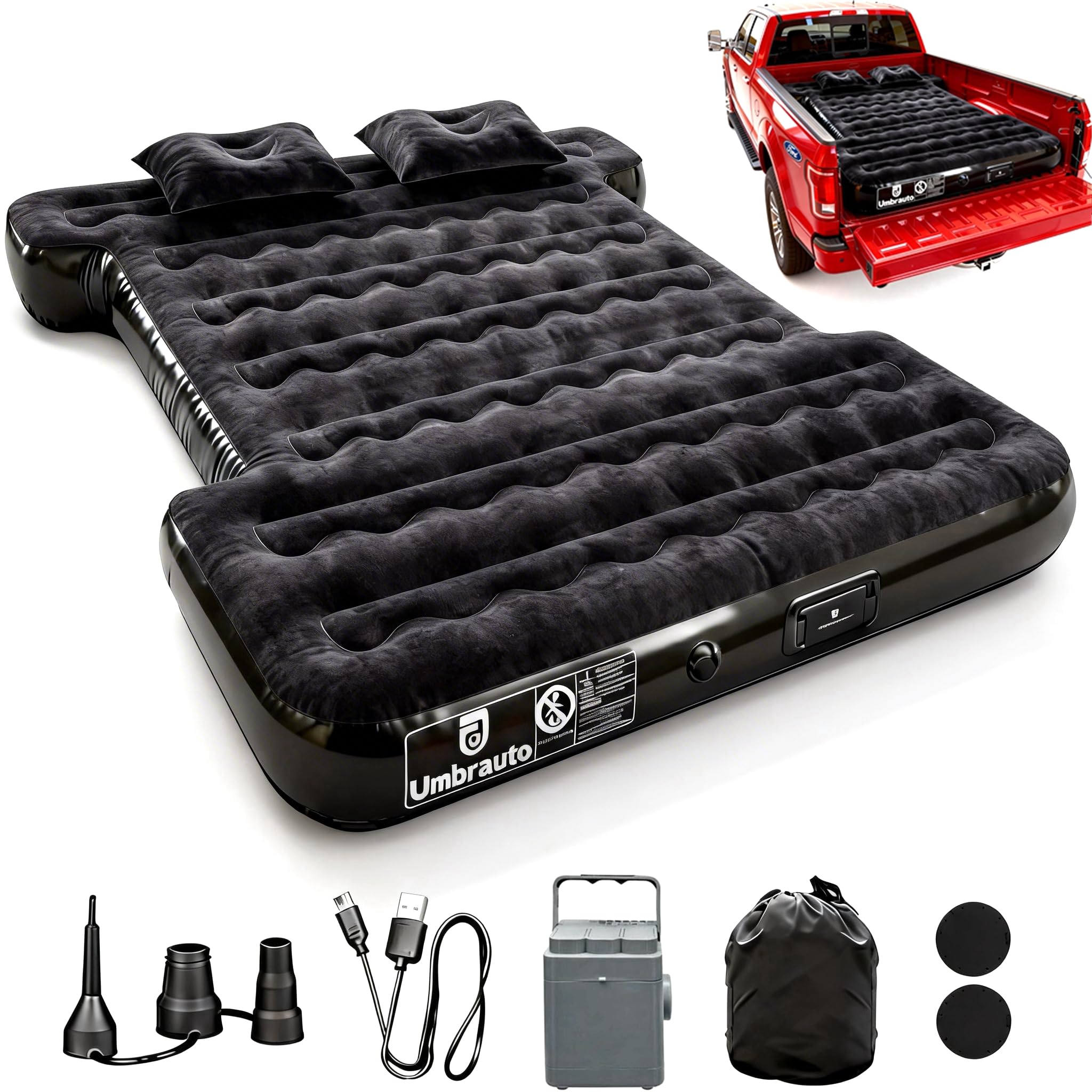 Photo 1 of Umbrauto Built-in Pump Air Mattress for 5.5-5.8ft Full Size Short Truck Bed, Inflatable Camping Airbed with Rechargeable Cordless Pump for Truck Tent Camper