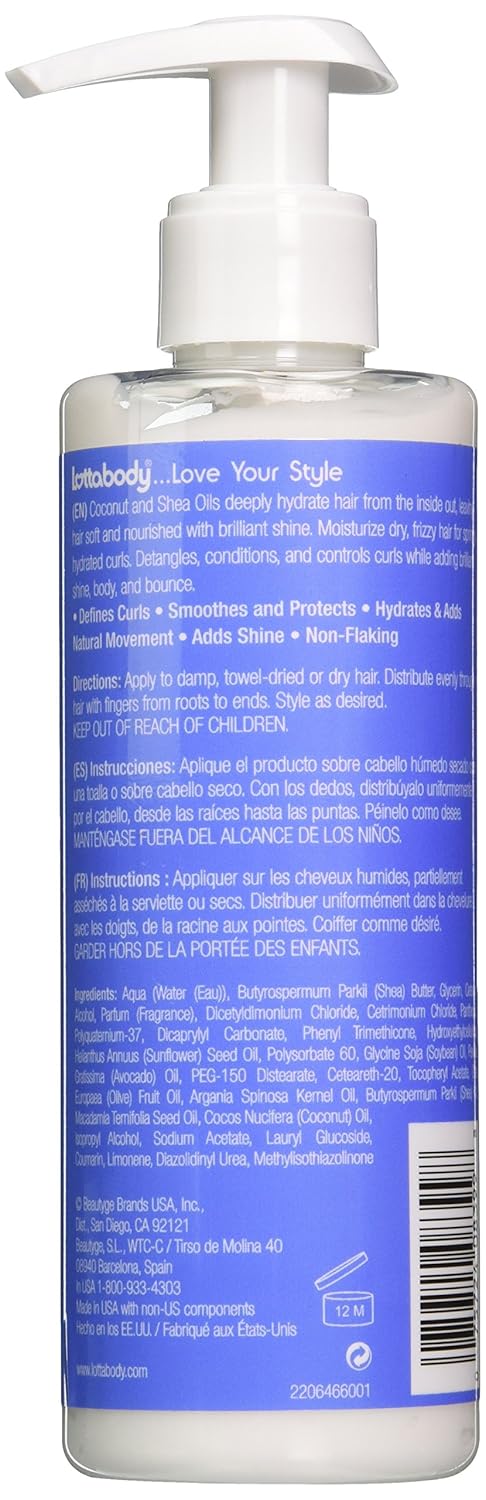 lottabody coconut and shea oils moisturize me curl and style milk