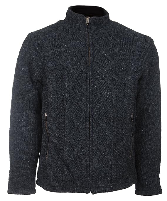 Michael Heinen Premium-Wolljacke | Herren | Hochwertige Strick-Jacke | 100% Wolle | Warmes Innenfutter aus Fleece | Kuschelig
