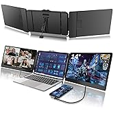 CopGain Laptop Screen Extender - 14 Inch 1080p FHD IPS Triple Portable Monitor for 13-17.3 Inch Laptops - Plug and Play Type-C/HDMI for Windows, Mac