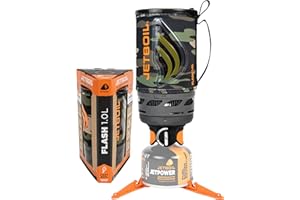 Jetboil Flash 1.0L Portable Fast Boil Stove for Camping and Backpacking with 1-Step Auto Ignition, New for 2025, Propane/Isob