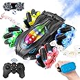 RC Cars Gesture Sensing Stunt Car, 360° Rotating Remote Control Car with Cool Light and Music, Spray Drift Hand Controlled Car, 2.4Ghz Rechargeable RC Car, Best Birthday Gifts for Boys 6-12 (Blue)