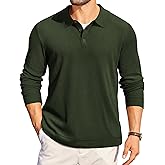 COOFANDY Mens Long Sleeve Polo Knit Polo Sweater Collared Pullover Casual Golf Polo Sweater