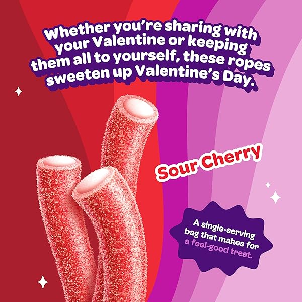 JOYRIDE SOUR CHERRY ROPES – 1.7 OZ 8-PACK, LOW SUGAR, LOW CALORIE CANDY, HEALTHY SOUR GUMMY CANDY, PLANT BASED GUMMIES (8 ITEMS)