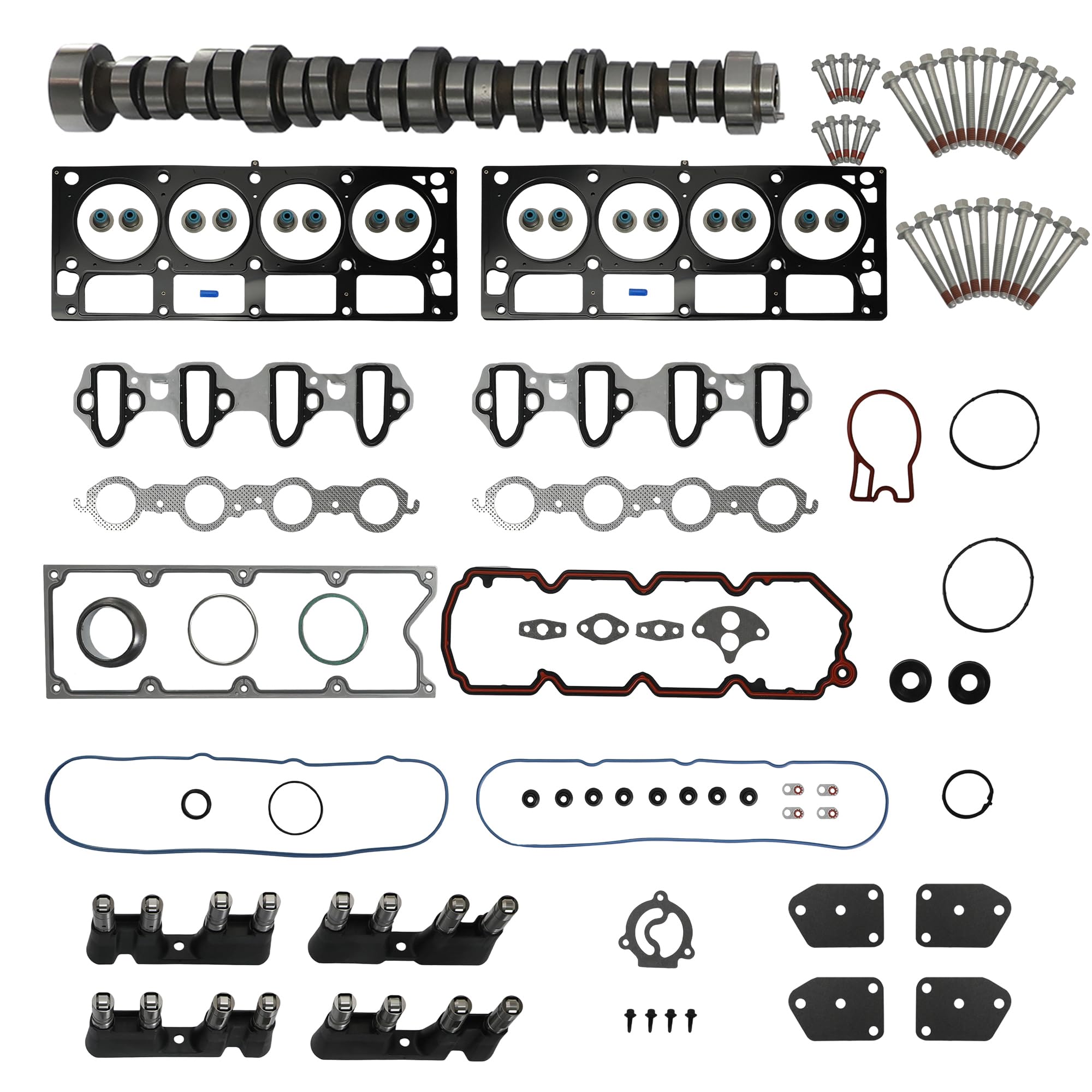 Photo 1 of 5.3 AFM/DOD Lifters Camshaft Kit w/Head Gasket Set Head Bolts Fit For Chevy Avalanche Silverado 1500 Suburban Tahoe GMC Sierra 1500 Yukon Buick Rainier Isuzu Ascender Saab 9-7x 5.3L V8 2007-2013