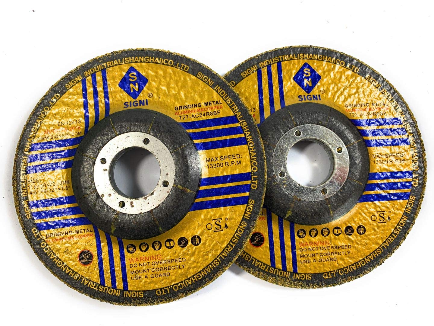 Signi Aluminum Grinding Wheel 4 1/2 for Aluminum Copper Non-Ferrous 10 Pack (Not Load While Grinding)