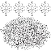 KMOSPAD 60pcs Flower Connector Charms Alloy Daisy Flower Pendants Double Hole Charms Link Connectors Craft Supplies for DIY Necklace Bracelet Jewelry Making Findings