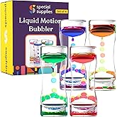 Special Supplies Liquid Motion Bubbler Toy (4-Pack) Colorful Hourglass Timer with Droplet Movement, Bedroom, Kitchen, Bathroom Sensory Play, Cool Home or Desk Decor