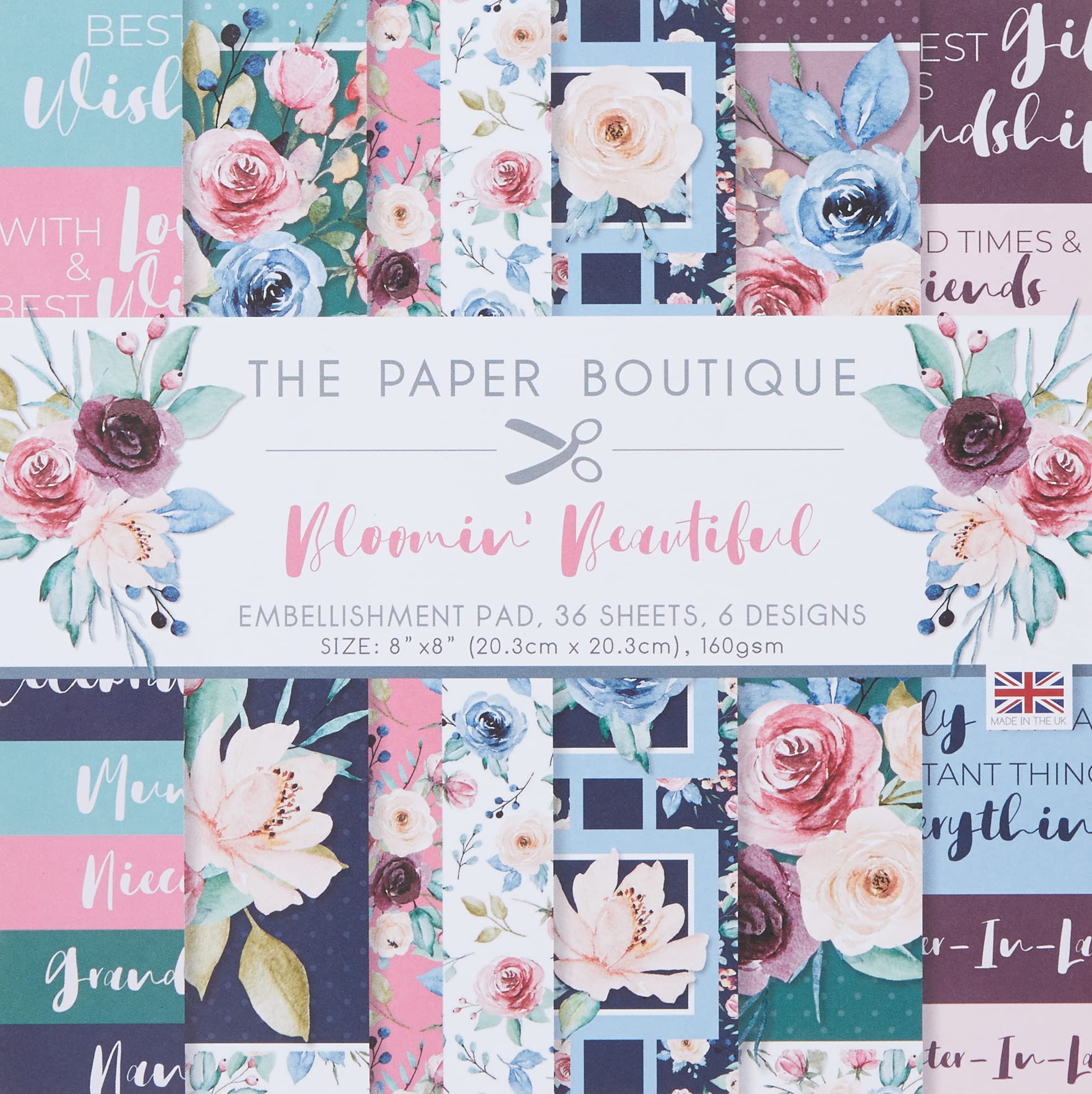 The Paper Boutique - Bloomin Beautiful - Embellishments Pad,8"x8"