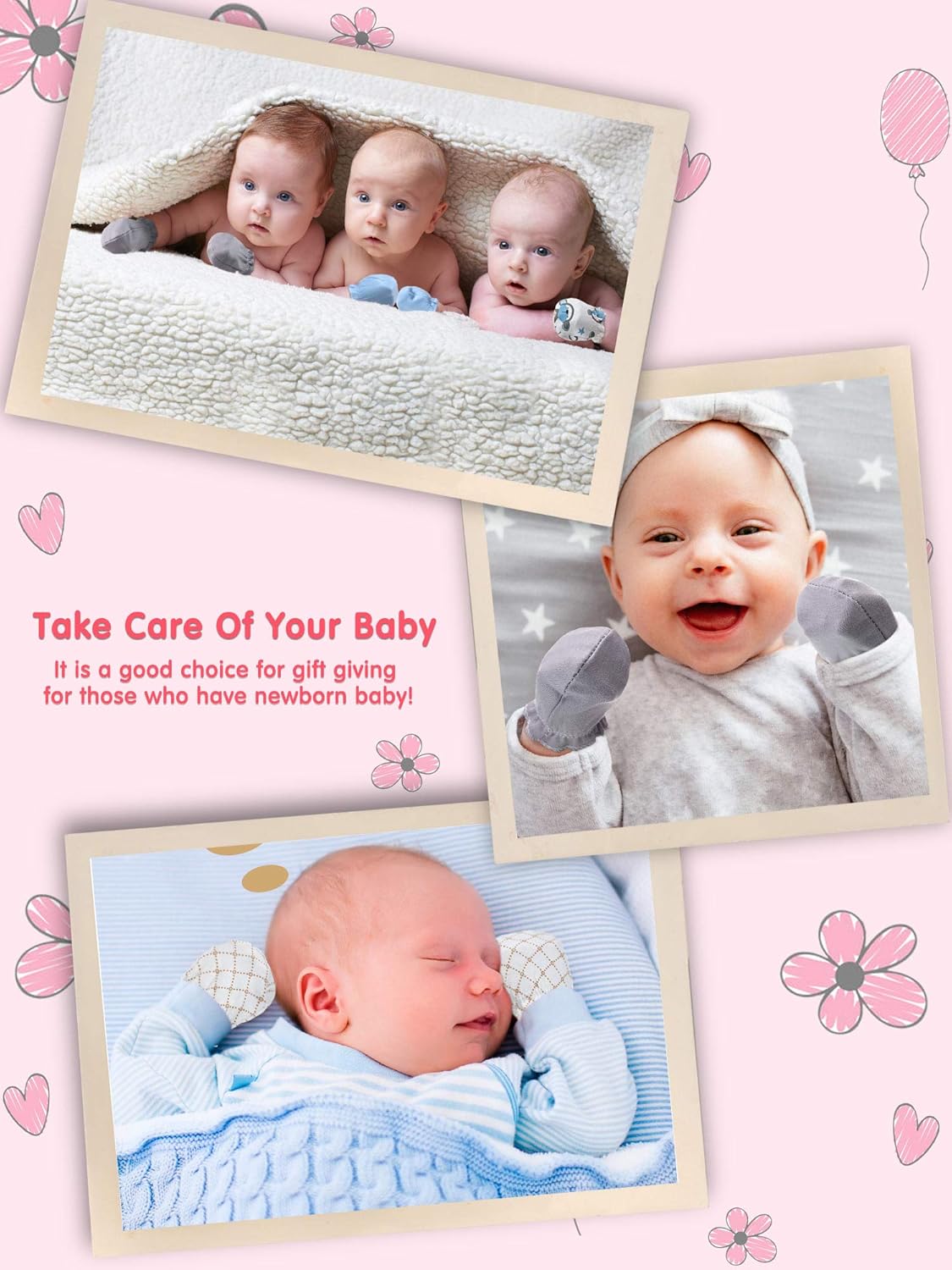 24 Pairs Newborn Baby Mittens Unisex Baby Cute Glove No Scratch Baby Mittens Gloves for 0-6 Months Baby Boys Girls: Clothing