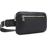 LOVESOME Vegan Leather Everywhere Fashion Waist Bag Fanny Pack Crossbody Bag Belt Bag Sling Bag with Adjustable Strap for Women (Black)