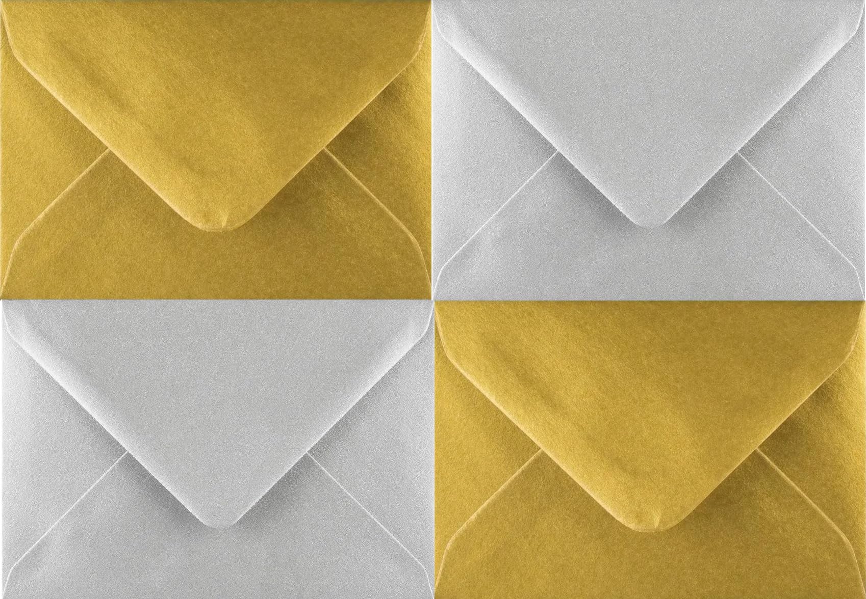 C5 Coloured envelopes for A5 Greeting Cards Wedding Invitation Crafts 162x229mm- Pack of 12 envelopes (Gold and Silver)