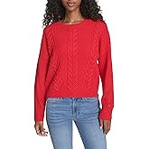 Tommy Hilfiger Womens Solid Cable Crewneck Bobbi Pullover Sweater