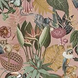 Holden Decor Wonderland Tropical Exotic Animals Blush Pink Wallpaper view 1