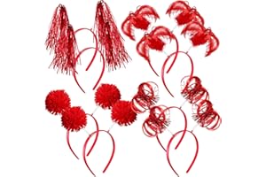 Censen 8 Pcs Pom Pom Headbands Party Headbands Tinsel Wrapped Ponytails Head Bopper for Birthday Festival