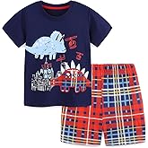 Bumeex Toddler Boy's Cotton Short Sleeve T-Shirt and Short Set 2-7Y