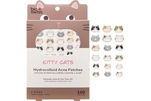 BioSwiss Pimple Patches, Kitty Cats Patch for Zits and Blemishes, Hydrocolloid Spot Stickers for Face and Skin, 100 Count