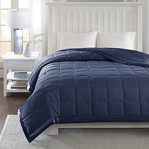 Madison Park Down Alternative Blanket Hypoallergenic 3M Scotchgard Stain Resistant Bedroom Bedding, Standardsized Full/Queen, Windom Navy