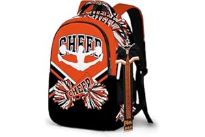 PAXIAROY Cheerleader Backpack with Cheer Pin Strap, Backpack For Cheerleading, Cheerleader Gifts for Team Women (Black Orange)