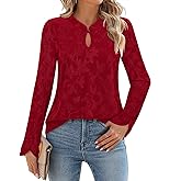 Gaharu Women's Vintage Long Sleeve Fitted Tops Dressy Causal Tunic Tops Fall Blouse