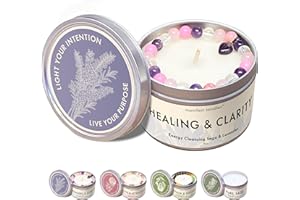 7oz Manifest Candles, Lavender & Sage Healing Candle with Crystals Bracelet - Healing Spiritual Gifts for Women and Men, Heal