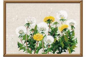 RIOLIS - Dandelions 807, Floral Cross Stitch Kits 11¾"x8¼, Cross Stitch Kits for Beginners & Advanced, Crossstitching Kits Adult, Counted Stitching Kits, Flowers Embroidery Kit
