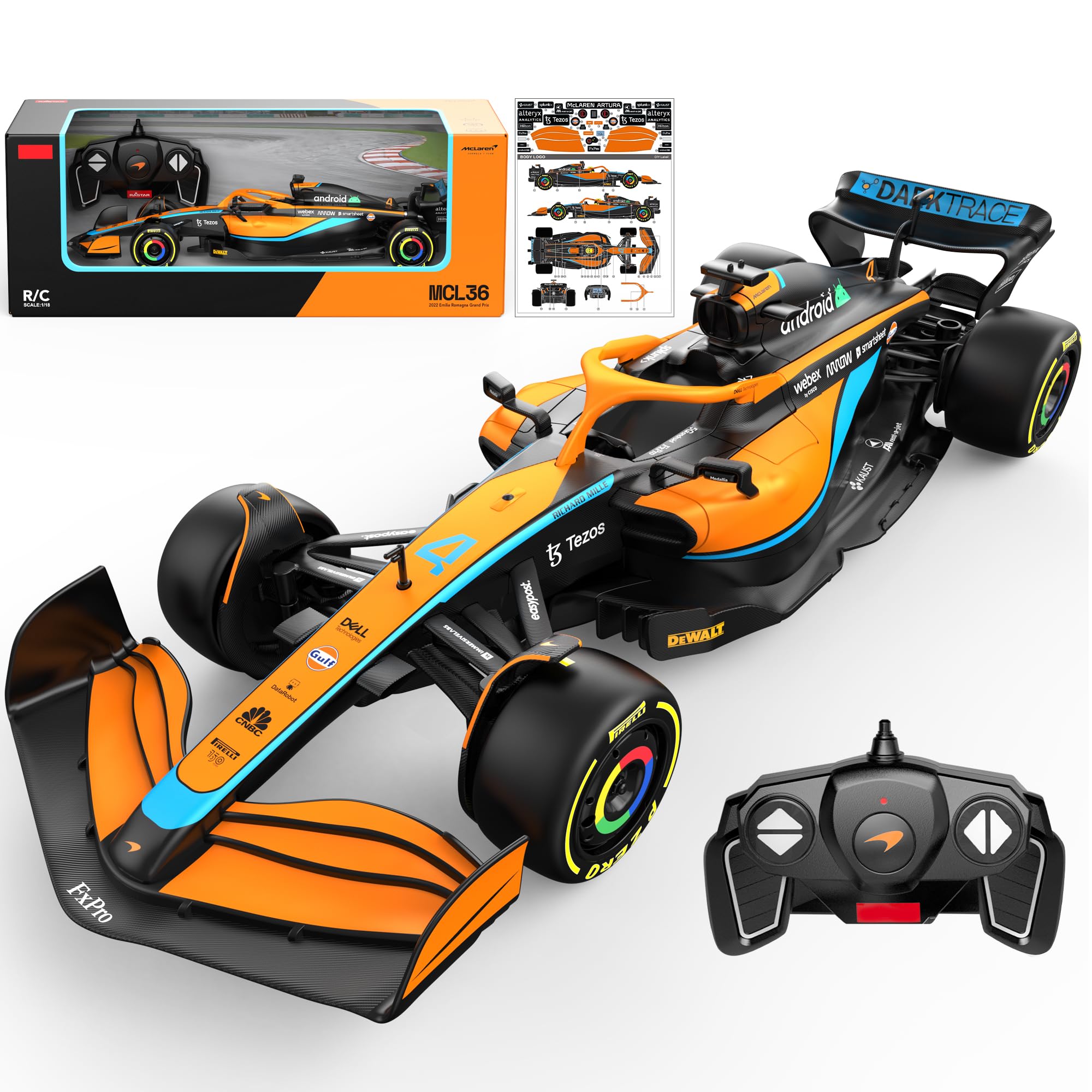 Voltz Toys Authentic Licensed 1:18 McLaren F1 MCL36 Remote Control Car ...