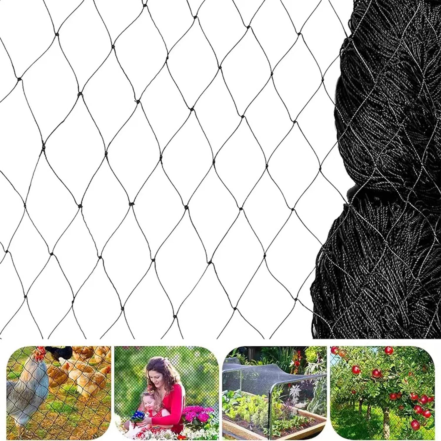Namvo Bird Netting 23 x 50ft Black Woven Mesh Heavy Duty Garden Plant Netting for Plants Fruits Flowers Vegetables Stops Birds Deer Animals