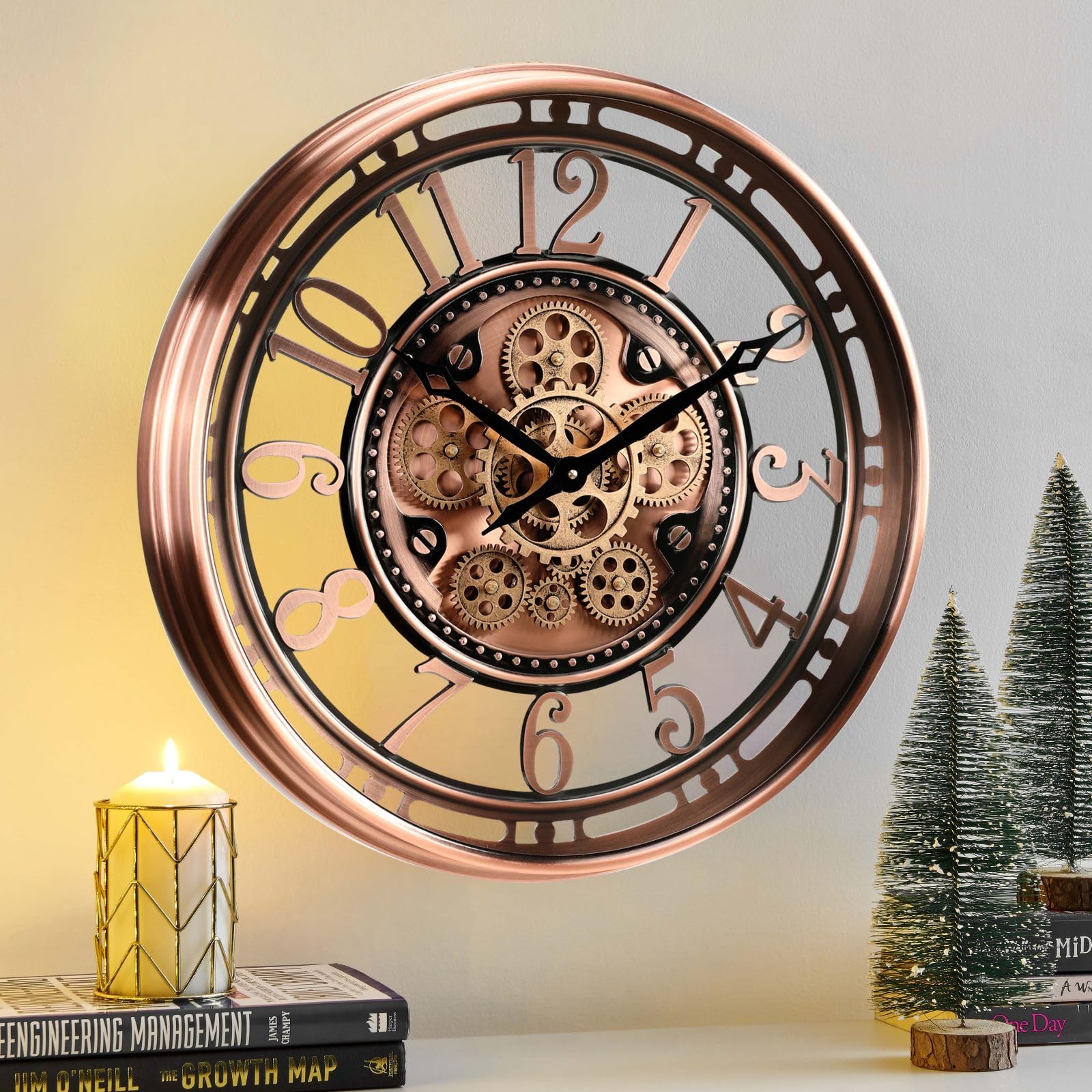 Mua CLXEAST 21 Inch Moving Gear Wall Clock for Modern Farmhouse Living ...