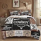 WeCozy Twin Size Comforter Set with Pillowcase, Country Retro Animal Soft 2 Pcs Bedding for Kids and Adults, Vintage Cowboy Western Comforter Set for Bedroom Bed Decor