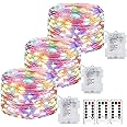 Litogo 3 Pack 33 FT 100 LED Colored Fairy Lights Battery Operated with Remote and Timer, IP65 Waterproof Twinkle Light Battery Powered 8 Mode Multicolor String Light for Indoor Outdoor Christmas Decor