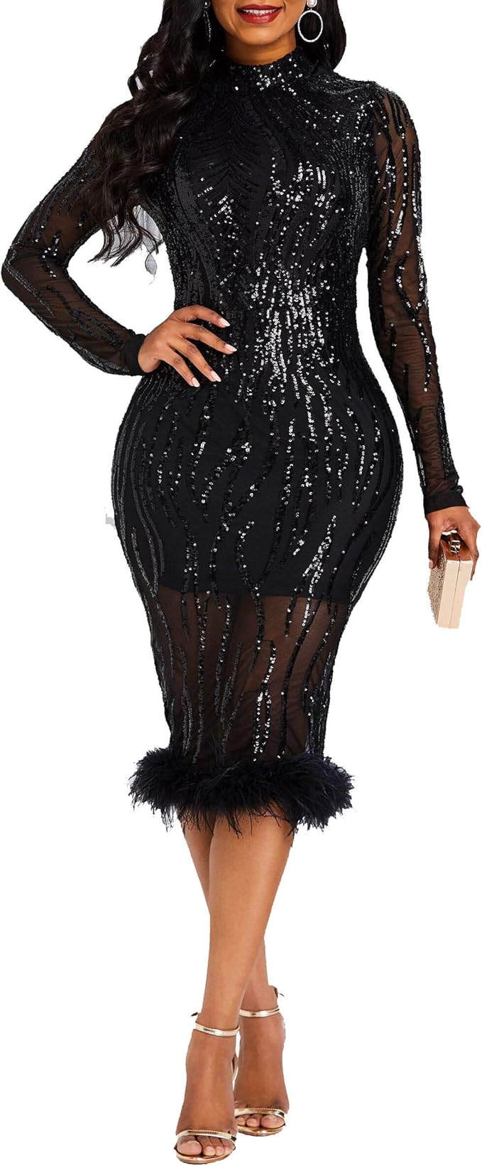 long sleeve black dress amazon