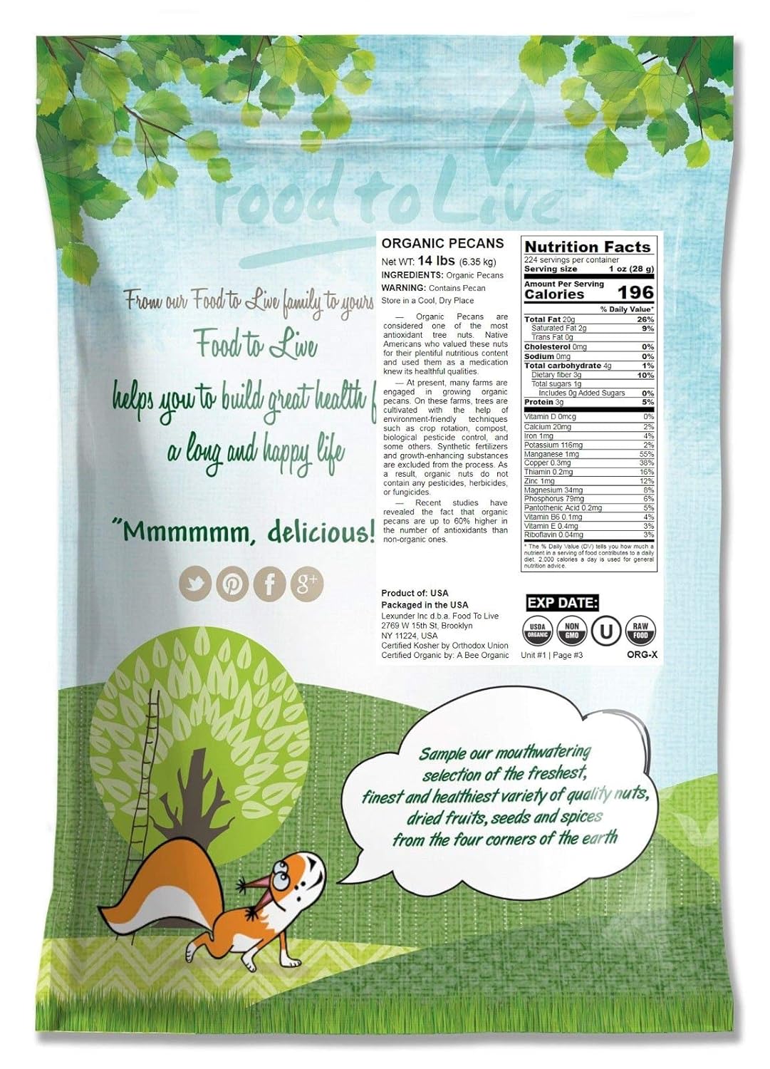 Nueces Pecanas Orgánicas, 14 Libras - Eco, Ecológico, sin OMG ...