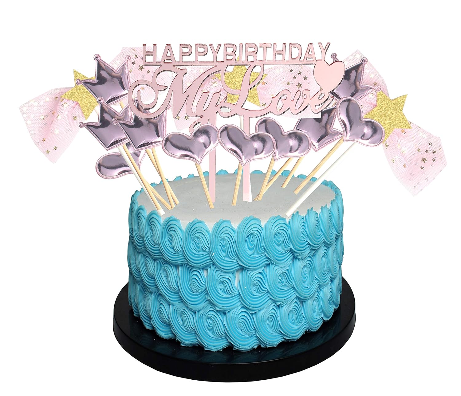 Happy Birthday My Love Cake Topper Acrylic Cake Topper With Heartcrownpentacle Diy Amazon In Toys Games