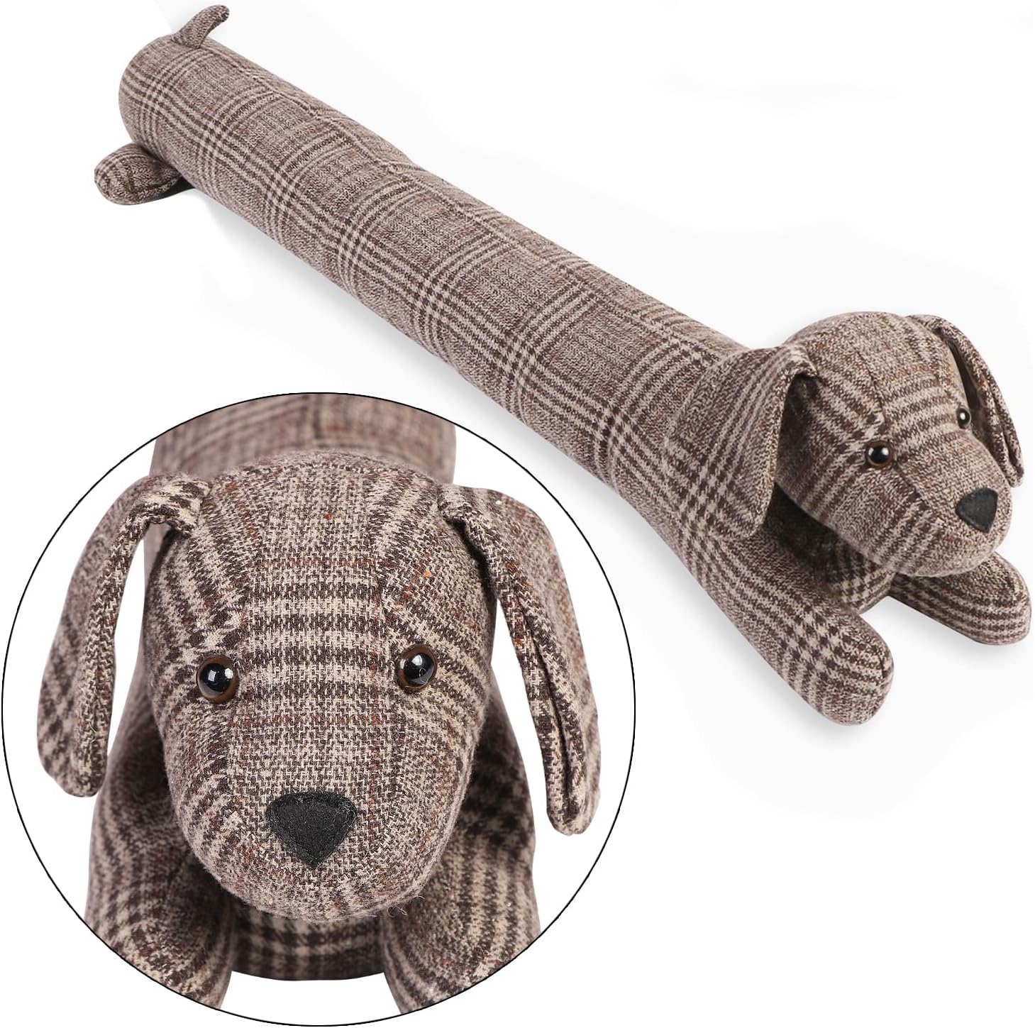 Draft Stoppers - CERAYOU Dog Fabric Under Door Draft Stopper, 3LB Heavy Duty Decorative Soundproof Door Draft Blocker, 34 Inch Animal Energy Saving Draft Guard, Plaid
