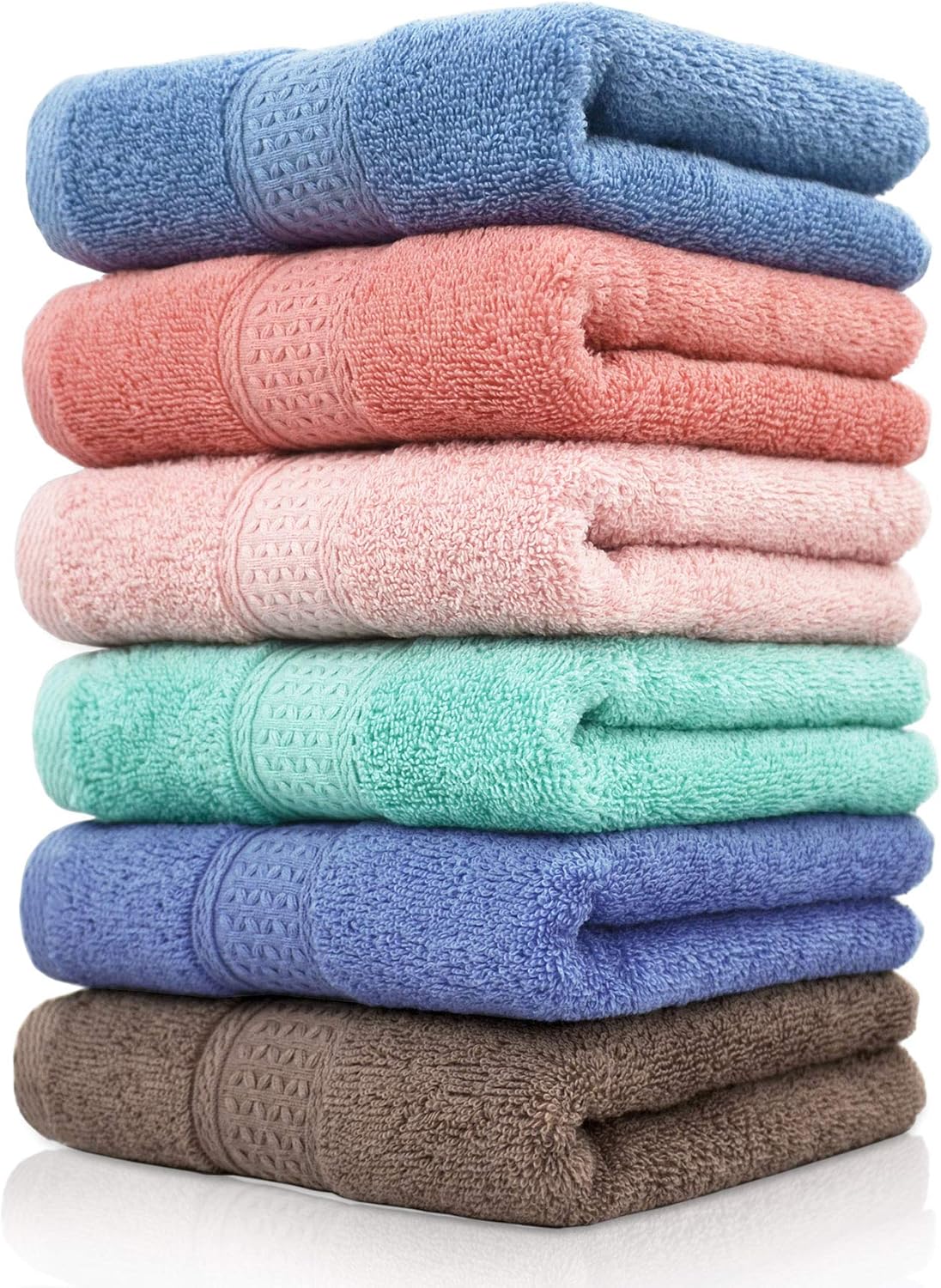 Cleanbear Cotton Hand Towel Set 6-Pack Ultra Soft Hand Towels with Assorted Colors (13 x 29 Inches) Lightweight and Quick Dry Bathroom Towels: Kitchen & Dining