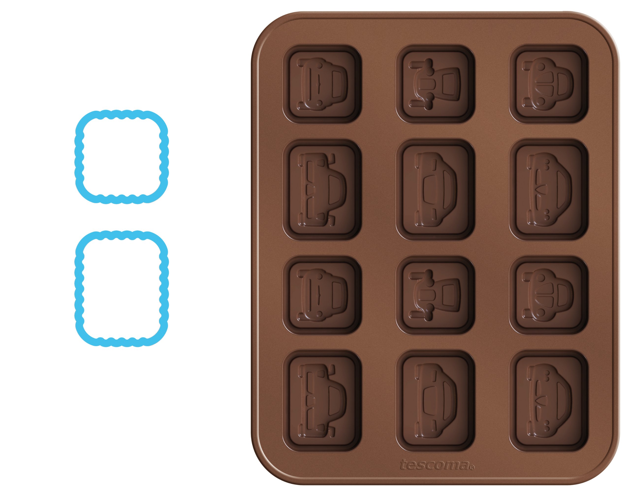 Tescoma Chocolate Mould Set With Cookie Cutters, Little Cars Delicia Kids, Silicone, Assorted, 19 x 3.4 x 14.8 cm