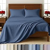 California Design Den - Queen Size Sheet Set, Soft 100% Cotton Sheets Deep Pockets Set, Snug Fit Elastic, 500 Thread Count Sateen, Cotton Sheets Set (Navy Blue)